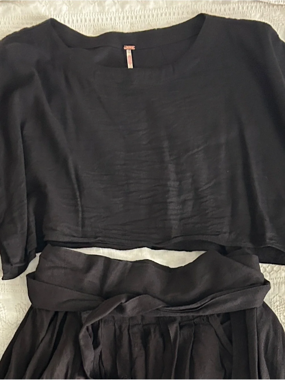 Free People Black Flowing Maxi Skirt Ser with Tassel Tie - Picture 4 of 4